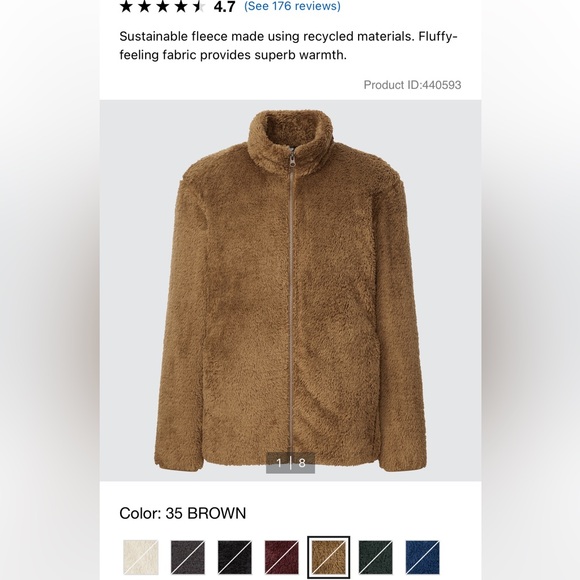 UNIQLO FLUFFY FLEECE ZIPPED JACKET SIZE S - Picture 2 of 5